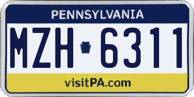 PA license plate MZH6311