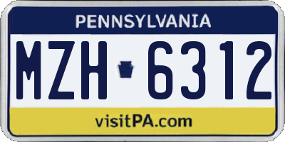 PA license plate MZH6312