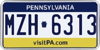 PA license plate MZH6313