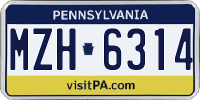 PA license plate MZH6314