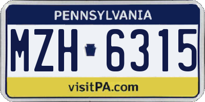PA license plate MZH6315