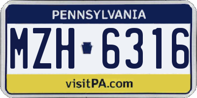 PA license plate MZH6316
