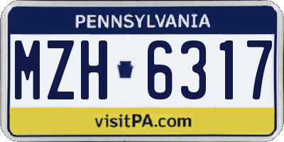 PA license plate MZH6317