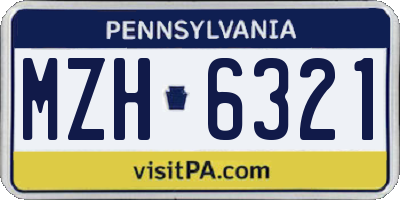 PA license plate MZH6321