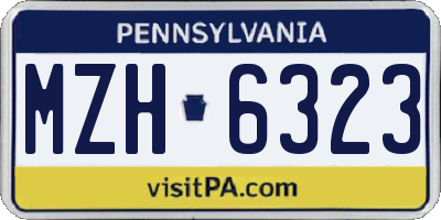 PA license plate MZH6323