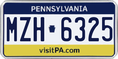 PA license plate MZH6325