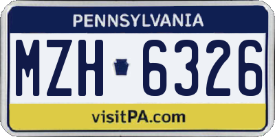 PA license plate MZH6326