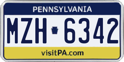 PA license plate MZH6342