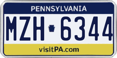 PA license plate MZH6344