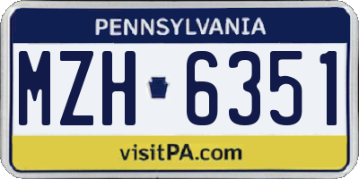 PA license plate MZH6351