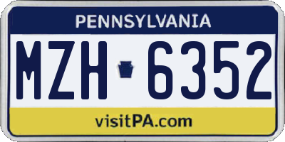 PA license plate MZH6352