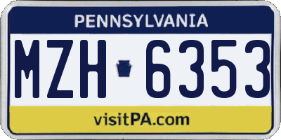 PA license plate MZH6353