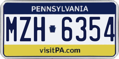 PA license plate MZH6354