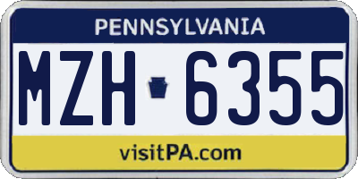 PA license plate MZH6355
