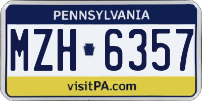 PA license plate MZH6357