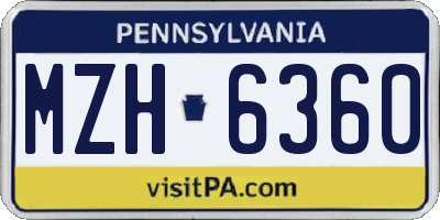 PA license plate MZH6360