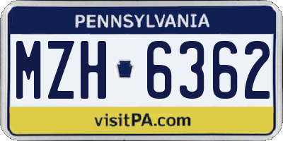 PA license plate MZH6362