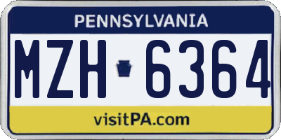 PA license plate MZH6364