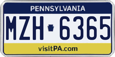 PA license plate MZH6365