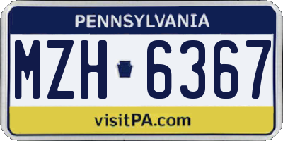 PA license plate MZH6367