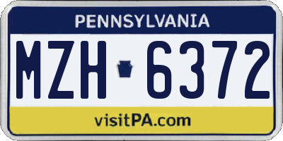 PA license plate MZH6372