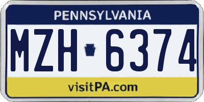 PA license plate MZH6374