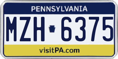 PA license plate MZH6375