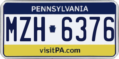PA license plate MZH6376