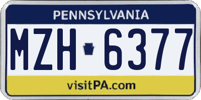 PA license plate MZH6377
