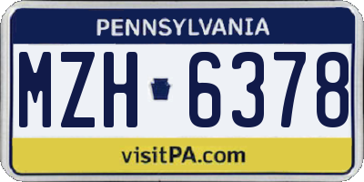 PA license plate MZH6378