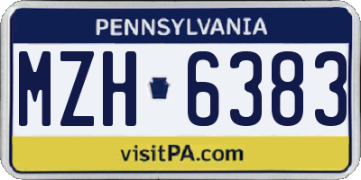 PA license plate MZH6383
