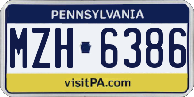 PA license plate MZH6386
