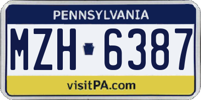 PA license plate MZH6387