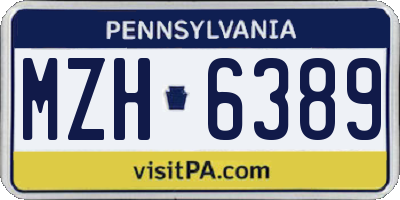 PA license plate MZH6389