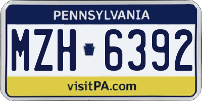 PA license plate MZH6392