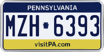 PA license plate MZH6393