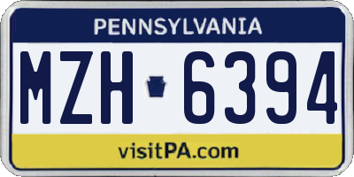 PA license plate MZH6394