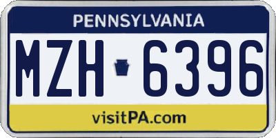 PA license plate MZH6396