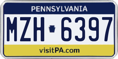PA license plate MZH6397