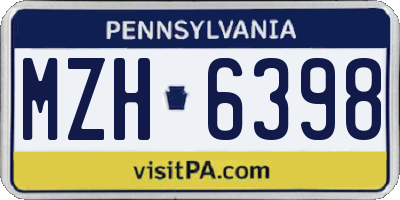 PA license plate MZH6398