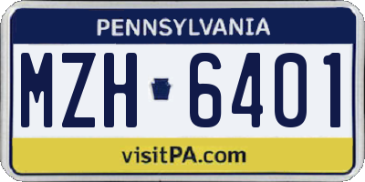 PA license plate MZH6401