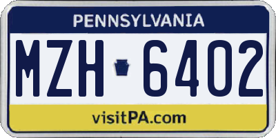 PA license plate MZH6402