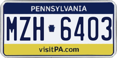PA license plate MZH6403