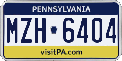 PA license plate MZH6404