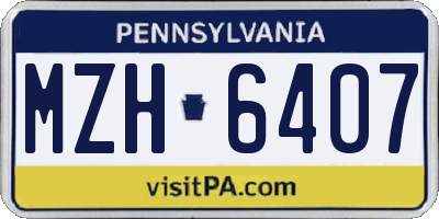 PA license plate MZH6407