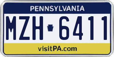 PA license plate MZH6411