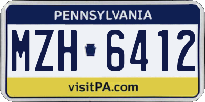 PA license plate MZH6412
