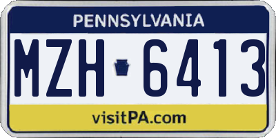 PA license plate MZH6413