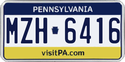 PA license plate MZH6416