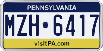 PA license plate MZH6417